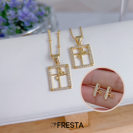 Set cadena y aretes Divine promise